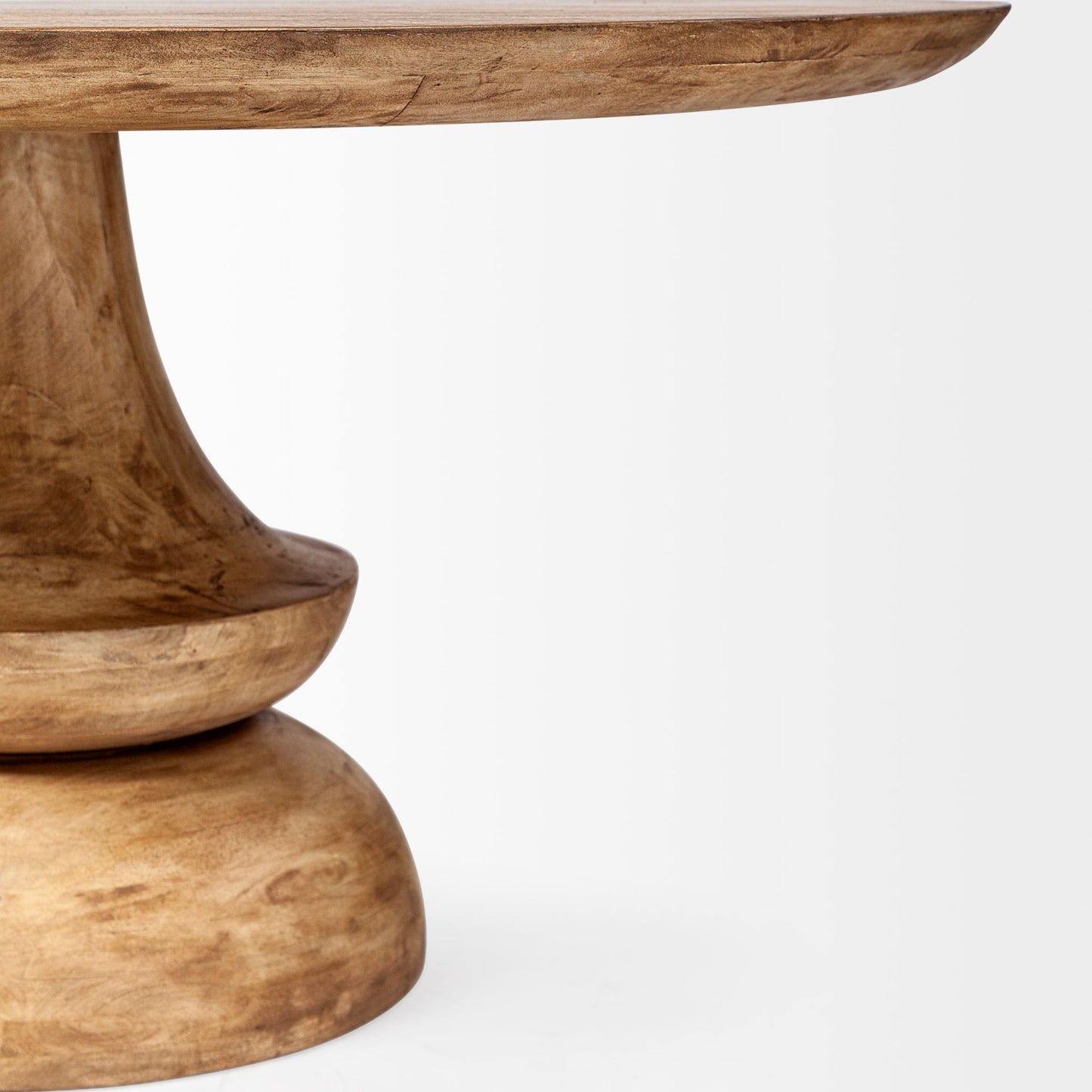 60" Natural Rounded Solid Wood Pedestal Base Dining Table