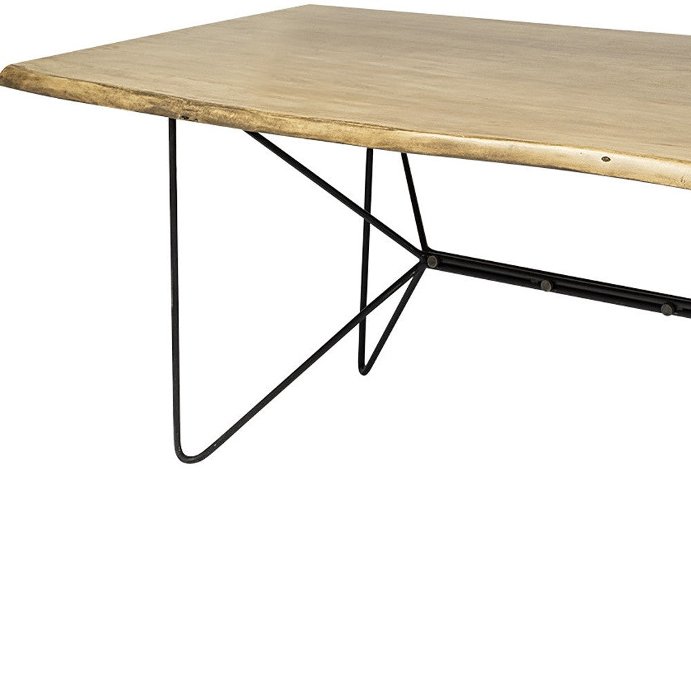 80" Brown And Black Solid Wood And Metal Dining Table