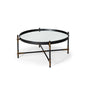 32" Clear Black and Bronze Glass And Metal Round Coffee Table