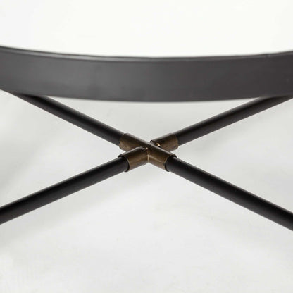 32" Clear Black and Bronze Glass And Metal Round Coffee Table