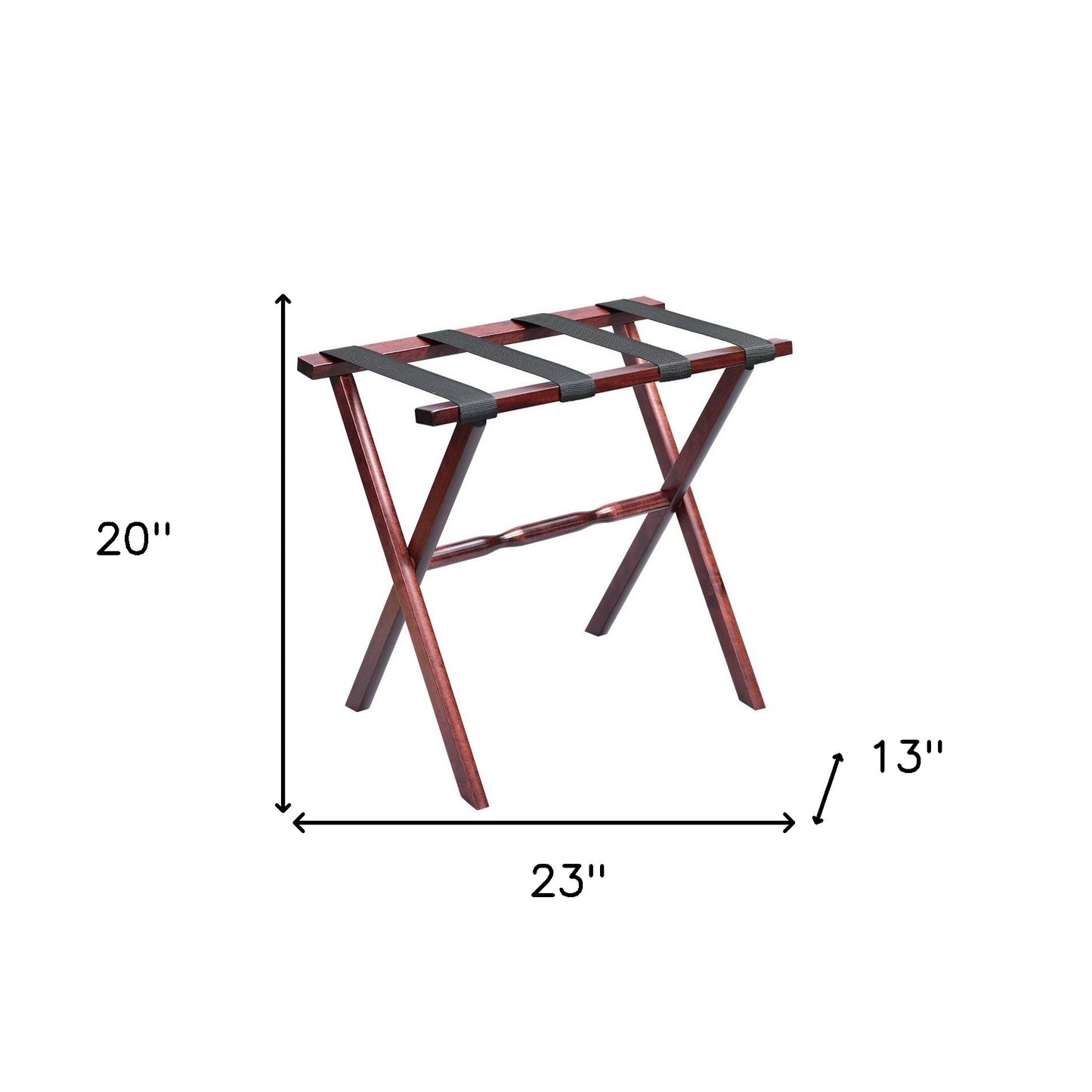 Hotel Cherry Mahogany Folding Luggage Rack With Black Straps