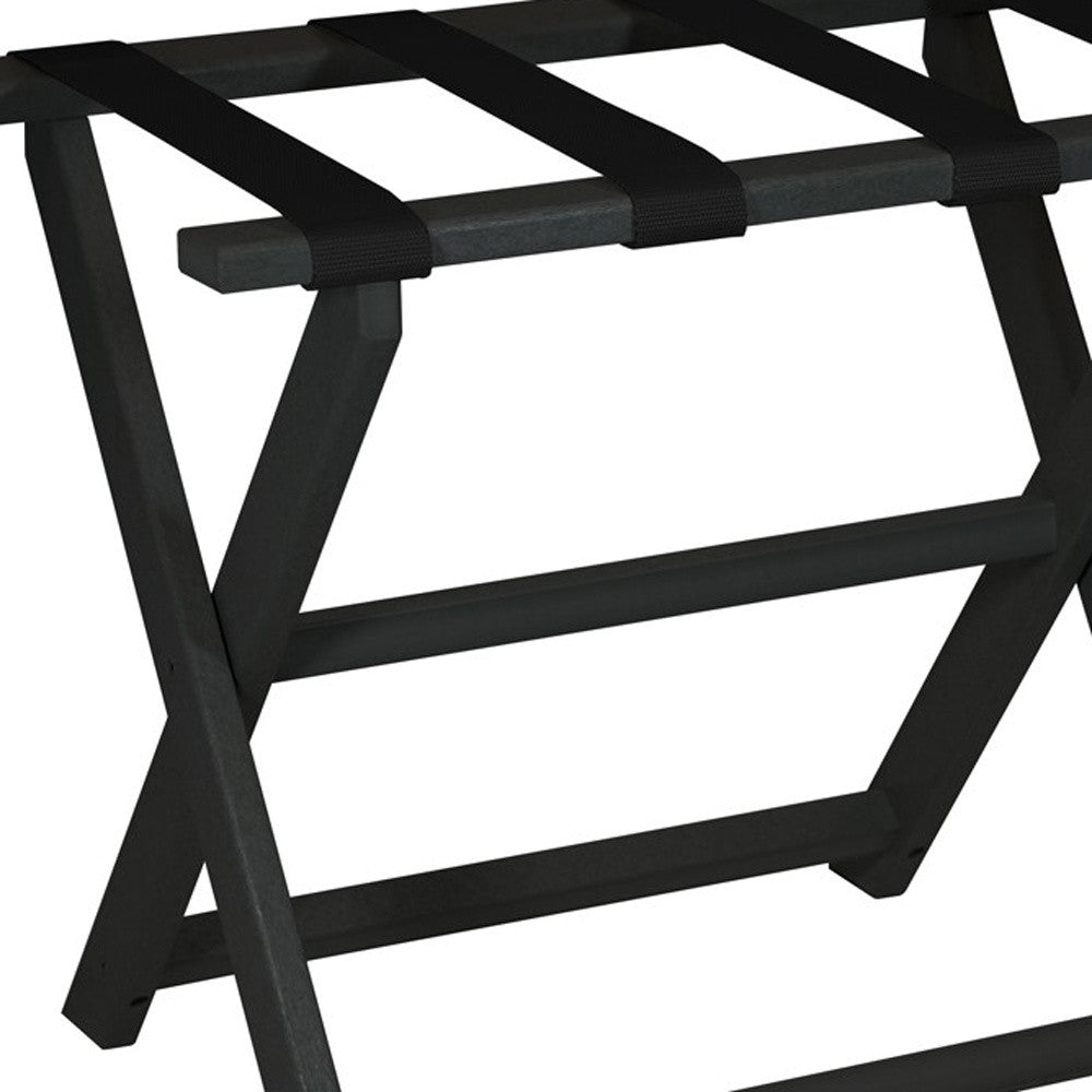 Earth Friendly Black Folding Luggage Rack With Black Straps