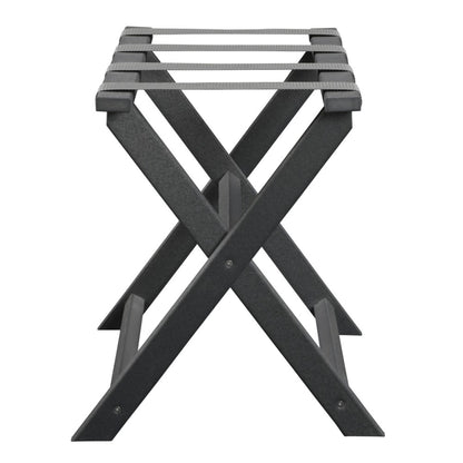 Earth Friendly Dark Gray Folding Luggage Rack With Gray Straps