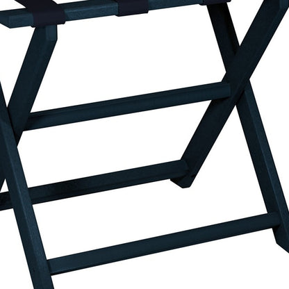 Earth Friendly Navy Blue Folding Luggage Rack With Navy Straps