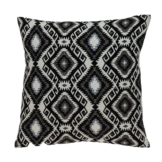 Jet Black And White Geo Throw Pillow