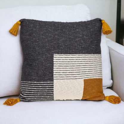 20" Gray Cotton Throw Pillow