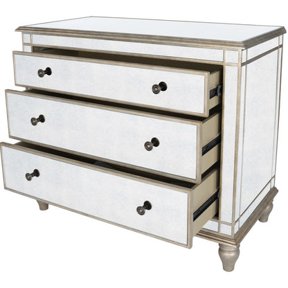 Rectangle Mirrored Three Drawer Console Storage Chest