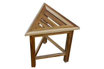 Hotel Natural Teak 18" Triangle Corner Shower Bench Or Shelf