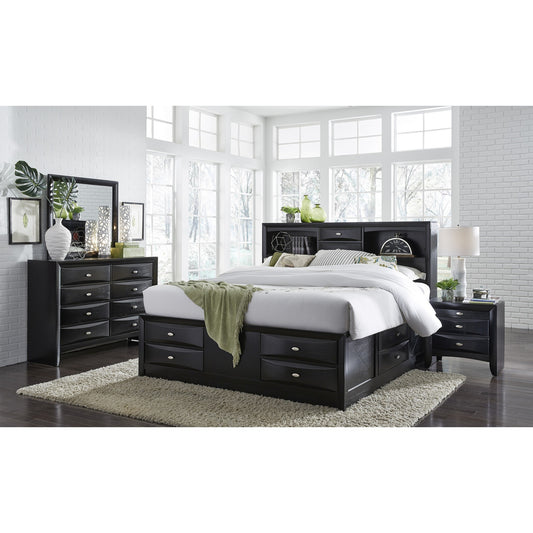 59" Black Solid Wood Eight Drawer Double Dresser