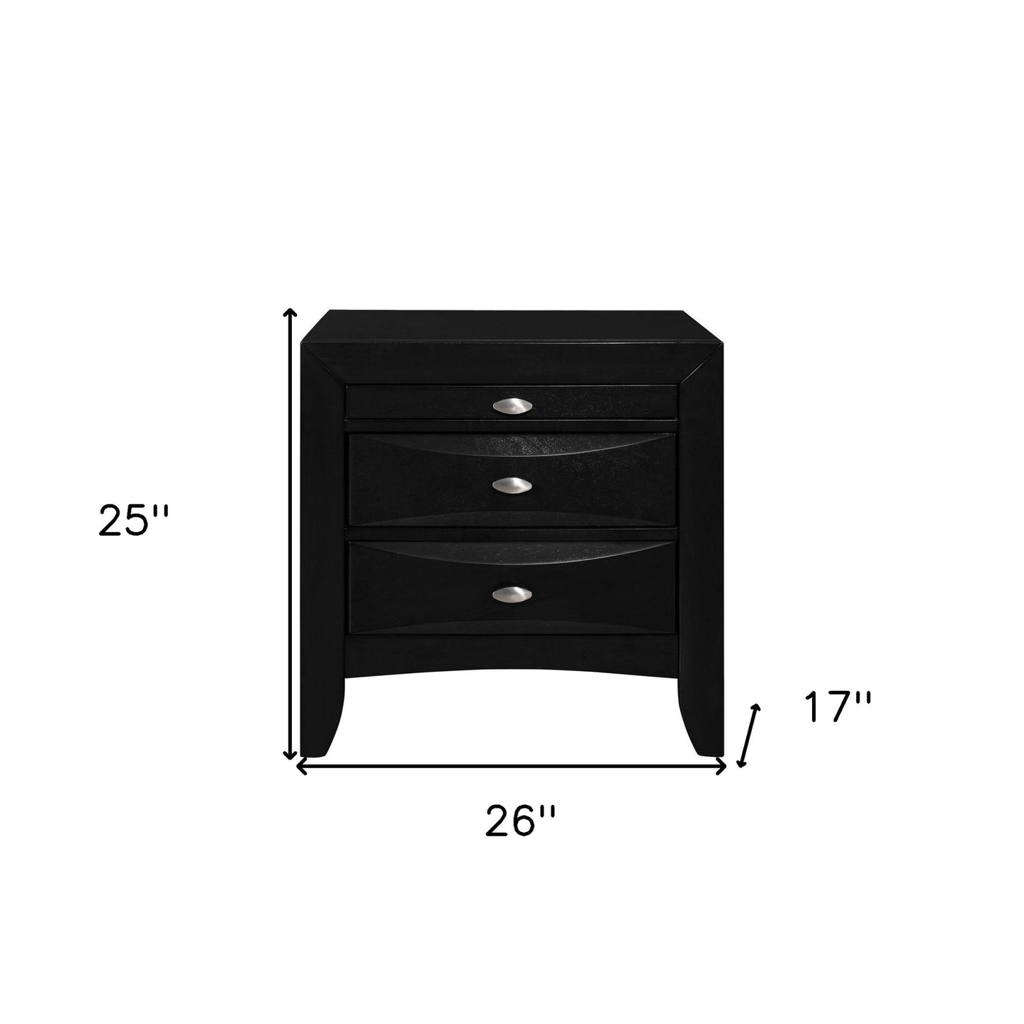 Black Nightstand With 2 Chambered Drawer