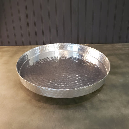 13" Handcrafted Hammered Stainless Steel Round Tray