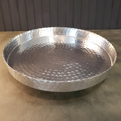 13" Handcrafted Hammered Stainless Steel Round Tray