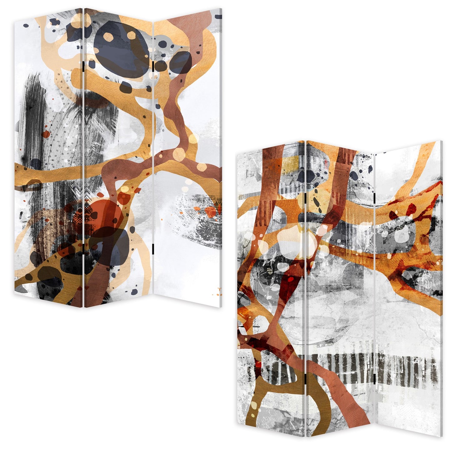 Contemporary Abstract Art  Three Panel Room Divider Screen