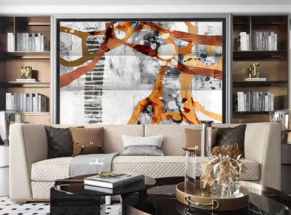 Contemporary Abstract Art  Three Panel Room Divider Screen