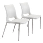 Load image into Gallery viewer, Ace Dining Chair (Set of 2) White &amp; Silver
