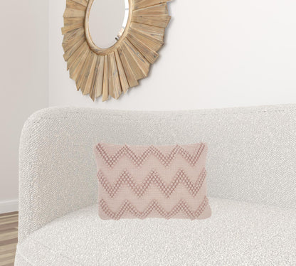 Tea Pink Chevron Detail Lumbar Pillow