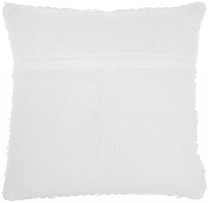 20" White Cotton Blend Throw Pillow