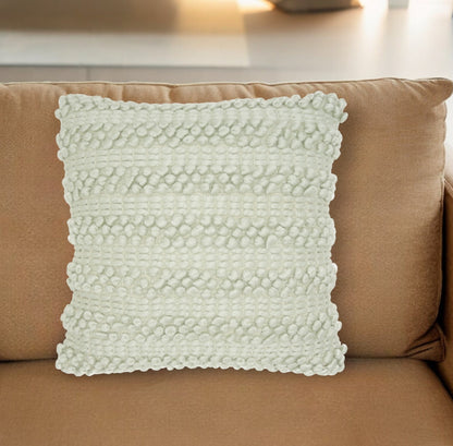 20" Mint Green Striped Throw Pillow With Texture