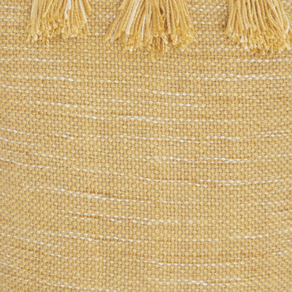 18" Yellow Polyester Blend Throw Pillow With Tassels