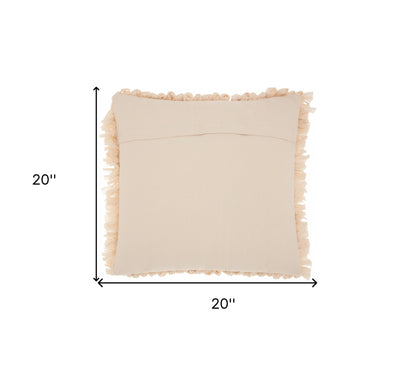 Loose Luscious Shag Beige Throw Pillow