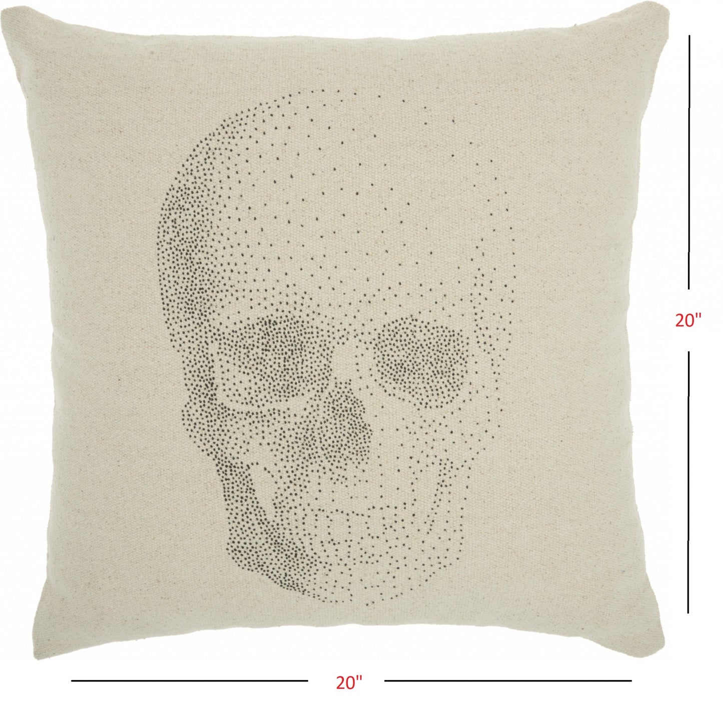 Natural Beige Faded Skull Throw Pillow