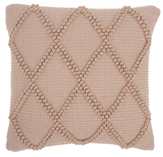 Blush Pink Textured Lattice Throw Pillow