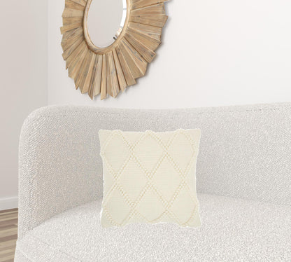 Ivory Textured Lattice Throw Pillow