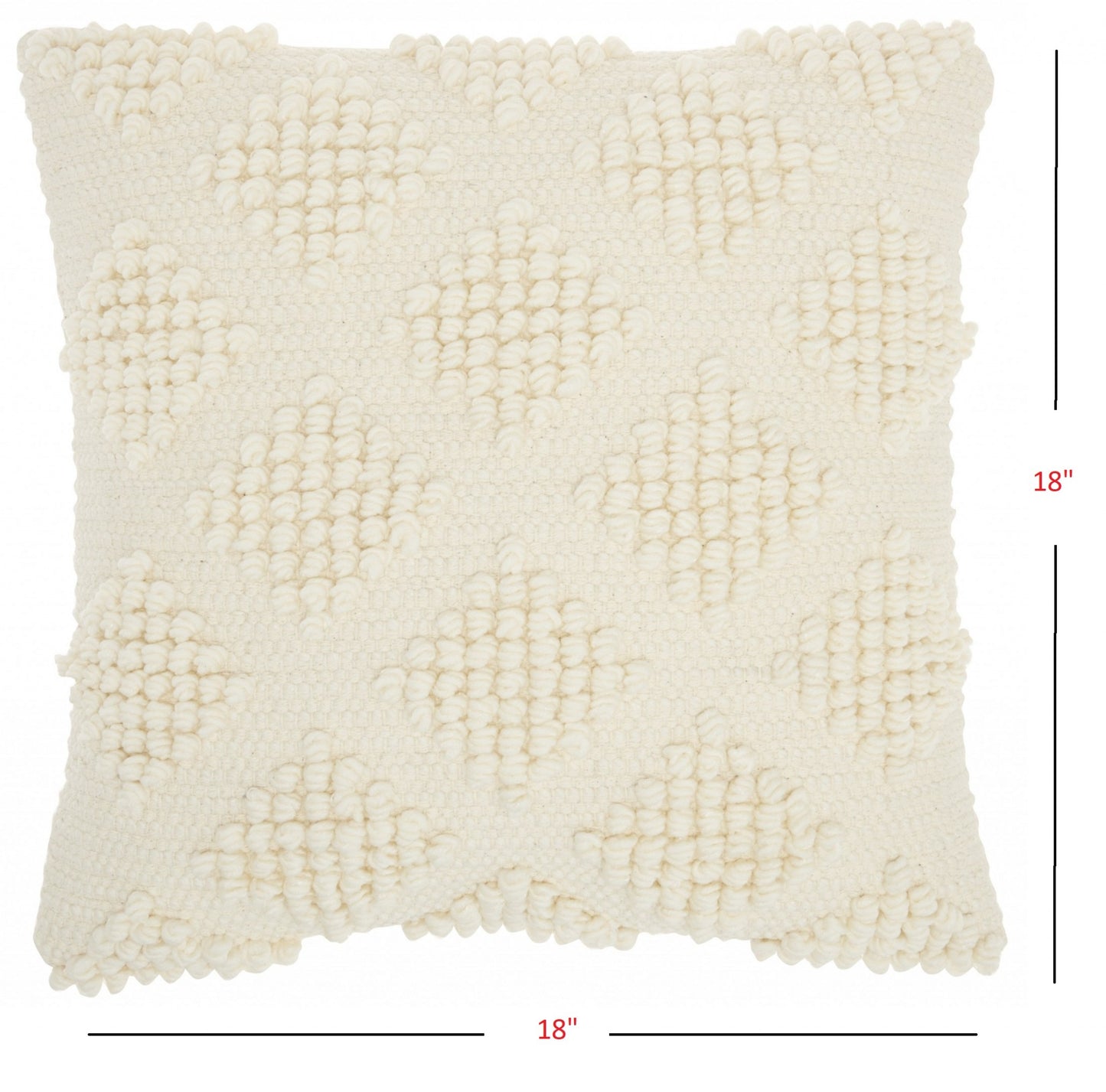 18" Ivory Textured Diamonds Throw Pillow