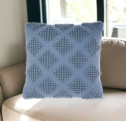 Soft Blue Textured Diamonds Throw Pillow