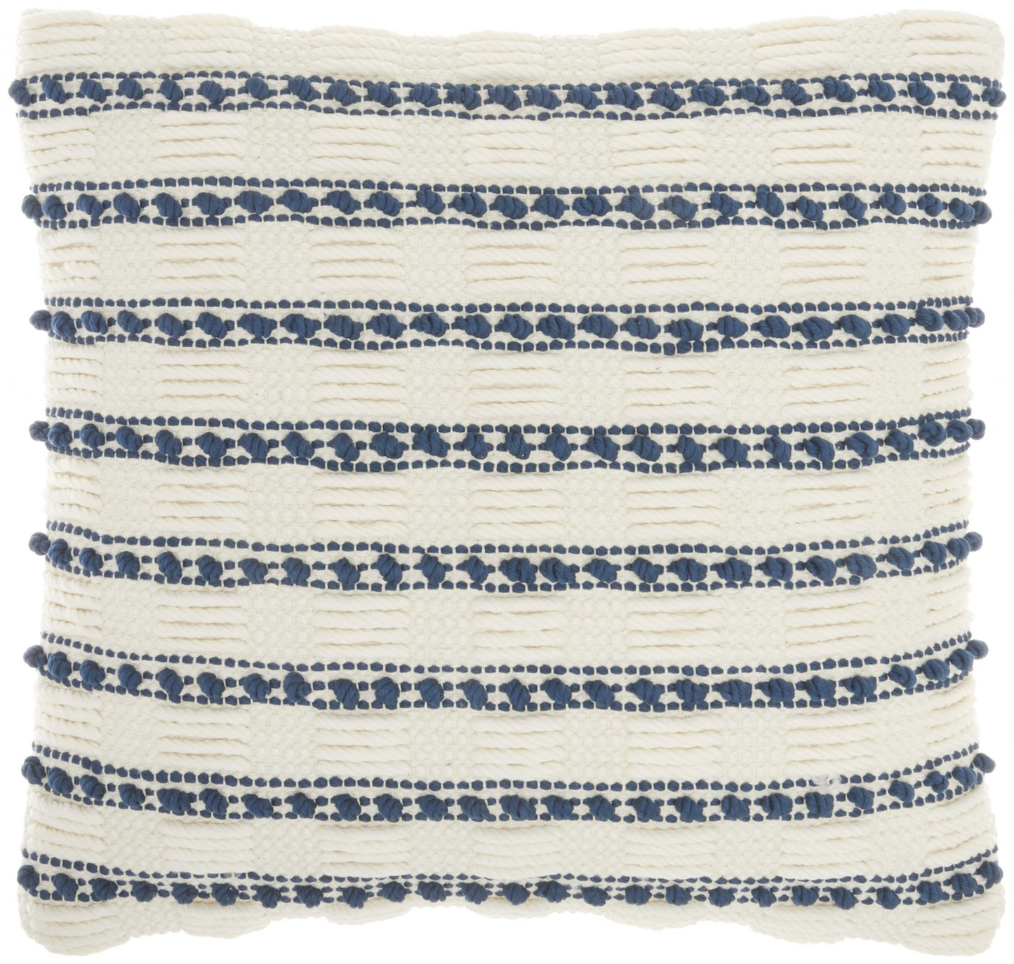 18" Navy Cotton Blend Throw Pillow