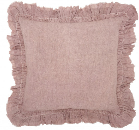 24" Pink Pillow With Ruffled Edges