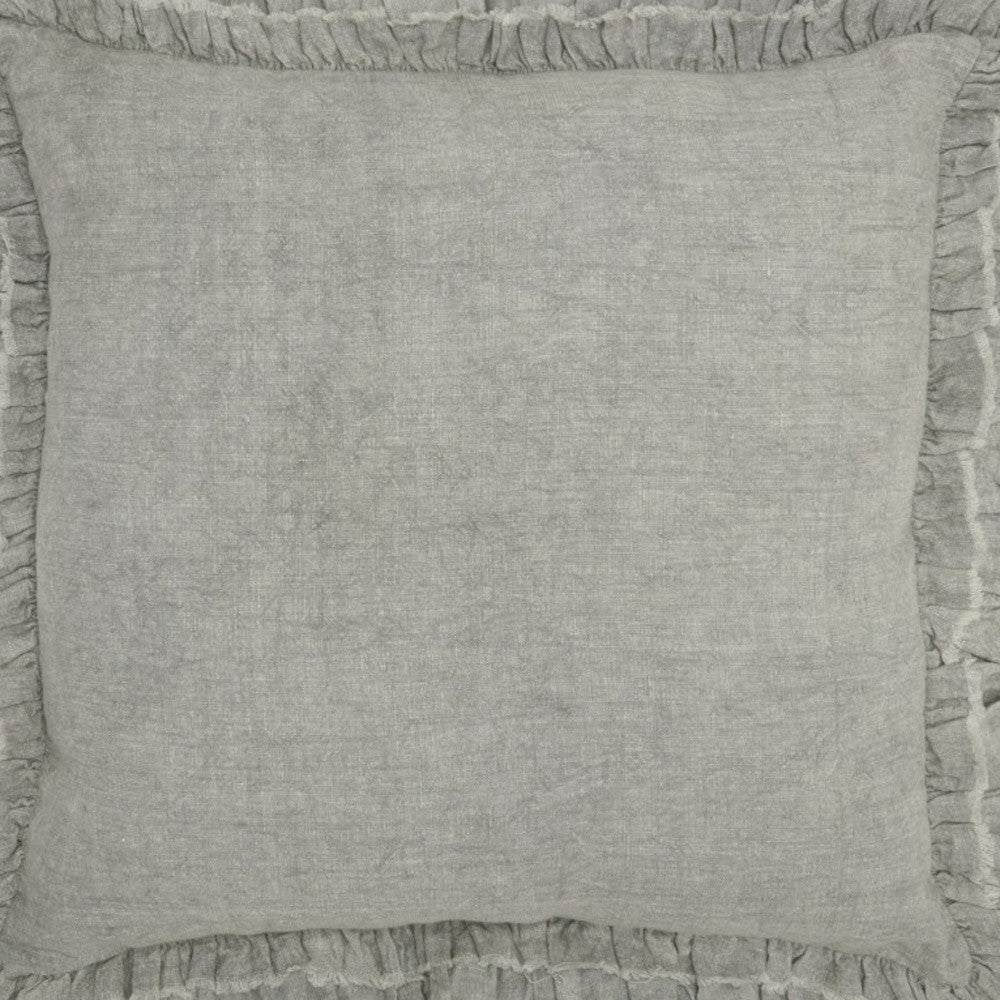 24" Light Gray Pillow With Ruffled Edges