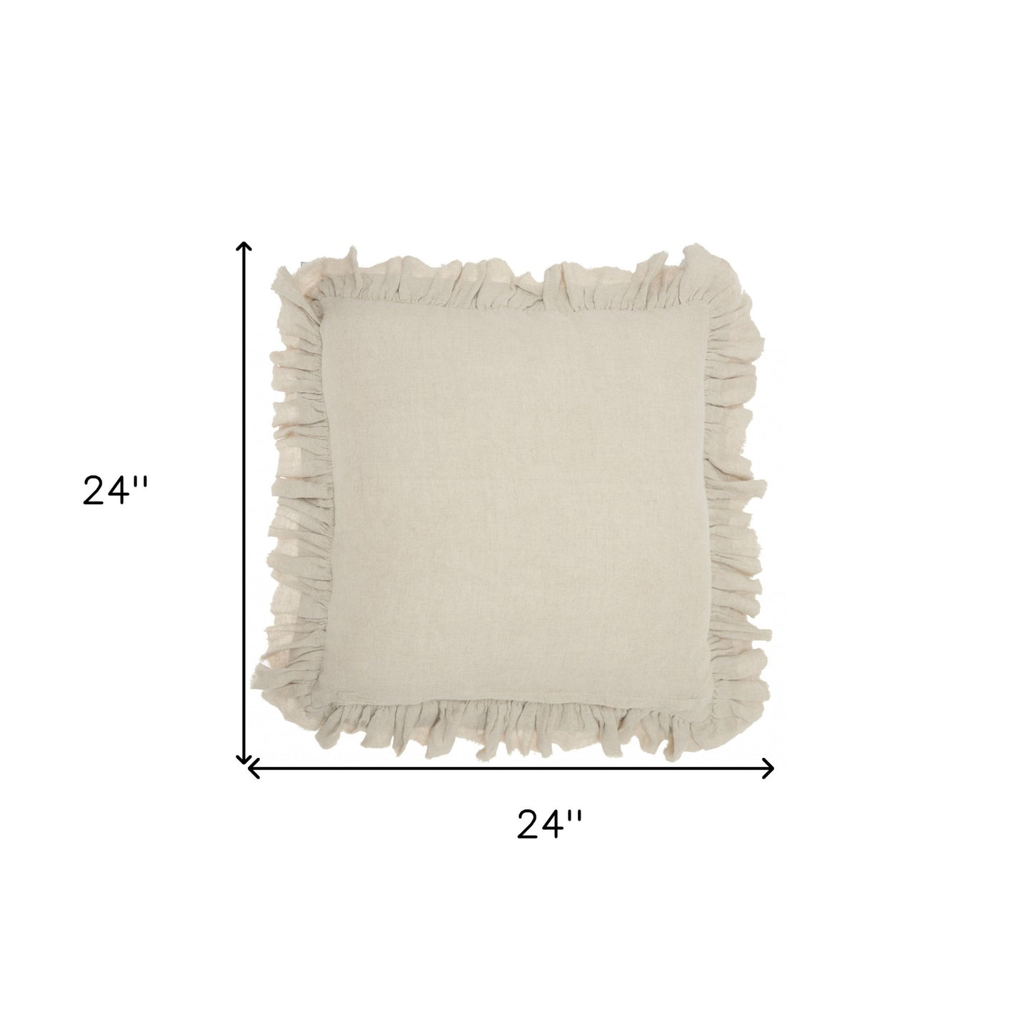 24" Beige Pillow With Ruffled Edges