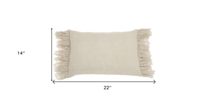 Wide Tasseled Marble Pink Lumbar Pillow