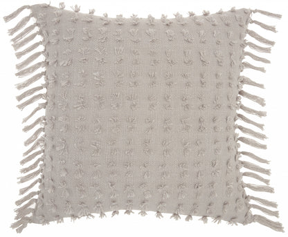 Tassel Detailed Gray Throw Pillow