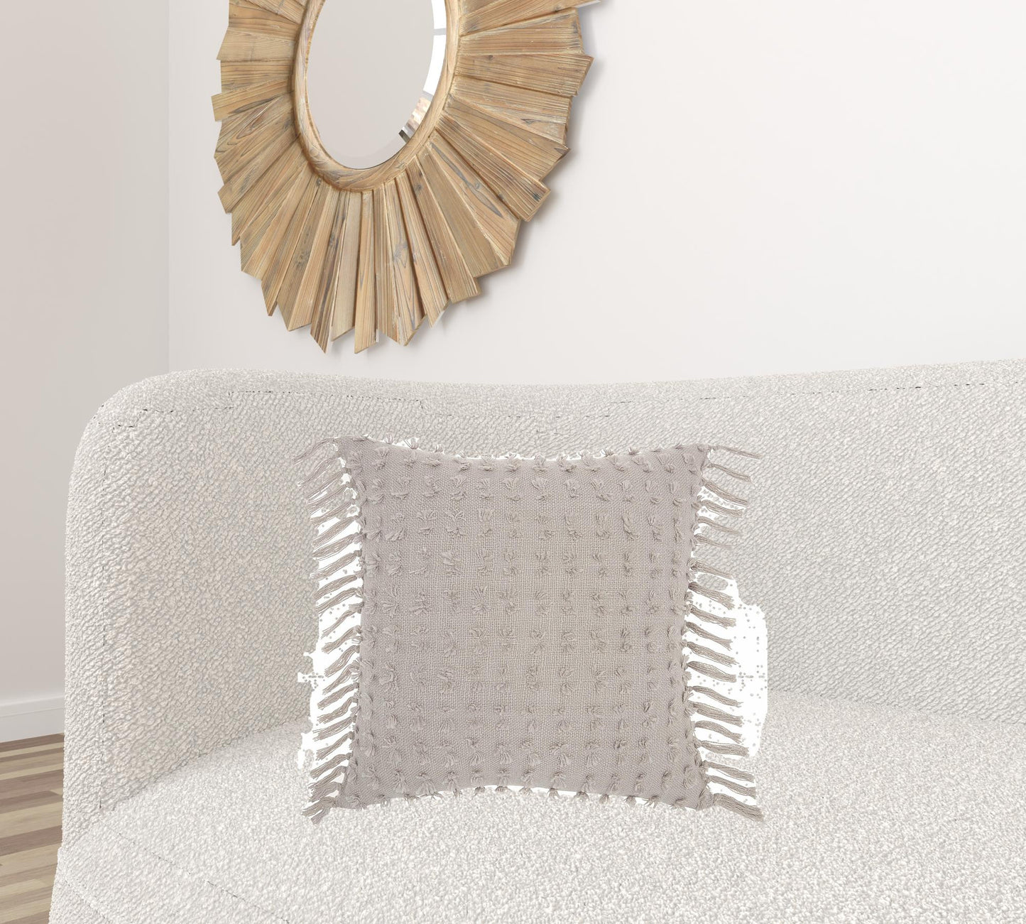 Tassel Detailed Gray Throw Pillow