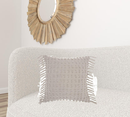 Tassel Detailed Gray Throw Pillow