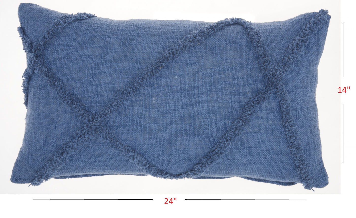 Royal Blue Abstract Shaggy Detail Lumbar Pillow