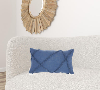 Royal Blue Abstract Shaggy Detail Lumbar Pillow