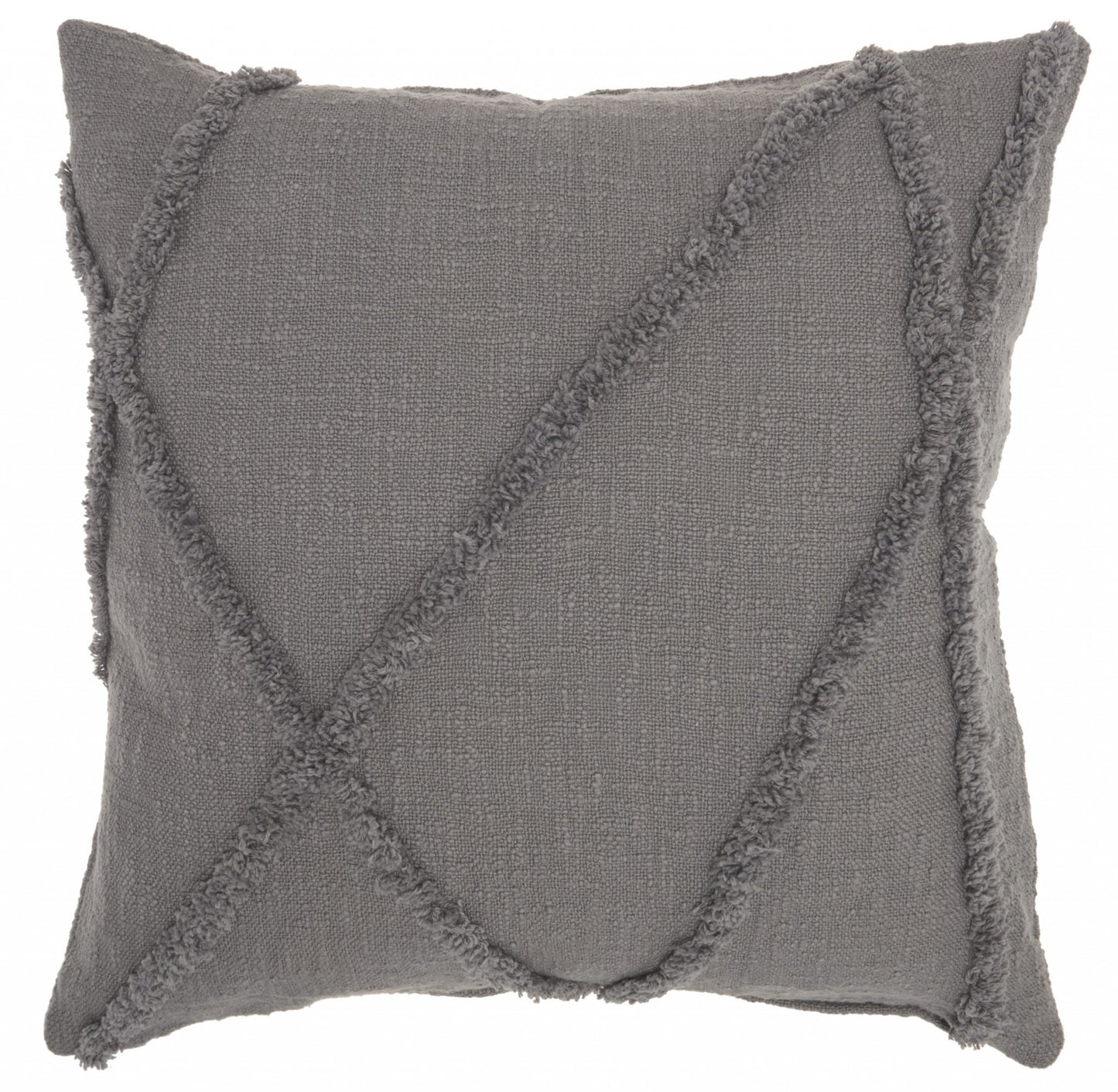 Gray Abstract  Shaggy Detail Throw Pillow