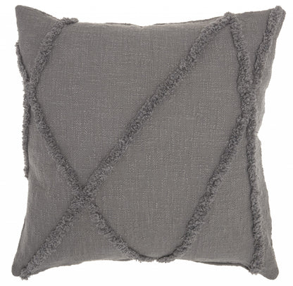 Gray Abstract  Shaggy Detail Throw Pillow