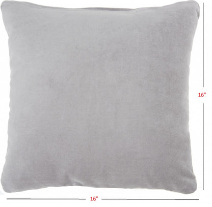 16" Gray Velvet Throw Pillow