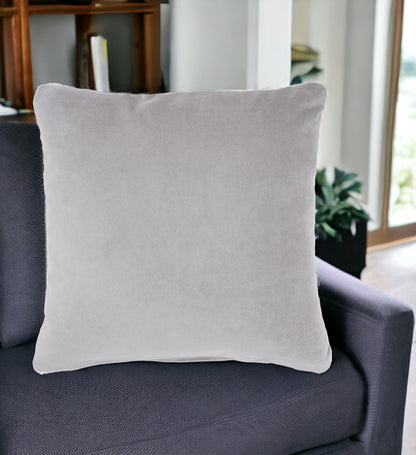 16" Gray Velvet Throw Pillow