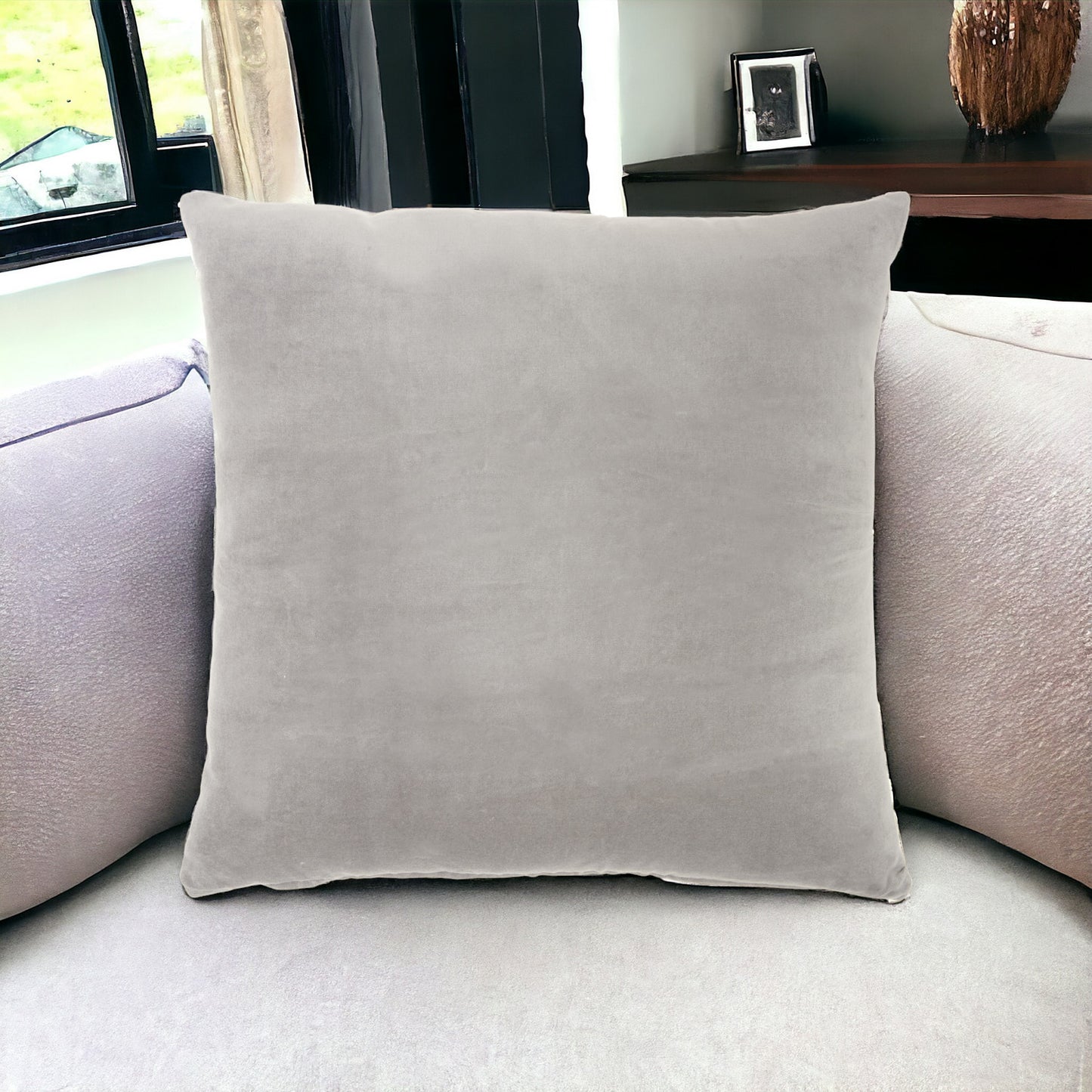 Gray Soft Velvet Accent Throw Pillow