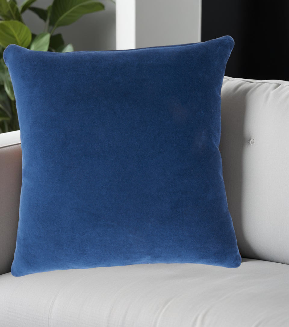 16" Navy Velvet Throw Pillow