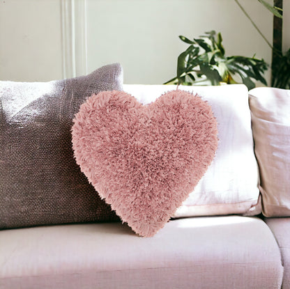 Heart Shaped Rose Shag Accent Pillow