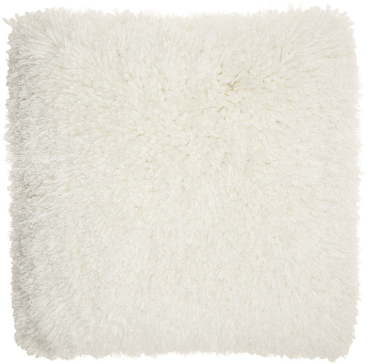 Fluffy White Shag Accent Throw Pillow