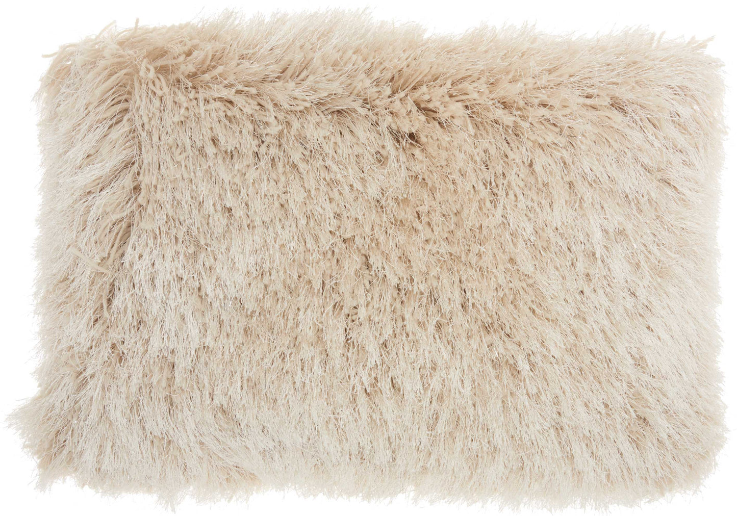 Beige Super Shaggy Throw Pillow