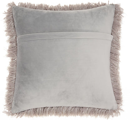 Plush Grey Shag Accent Throw Pillow