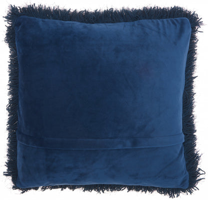 Plush Navy Shag Accent Throw Pillow